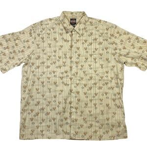 Harley-Davidson Button Motorcycle Engine Logos All Over Print Shirt 2XL Beige